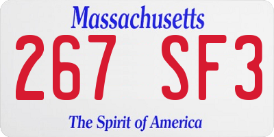 MA license plate 267SF3