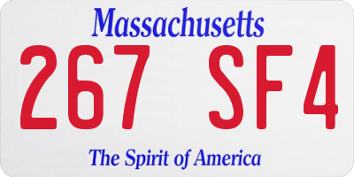 MA license plate 267SF4