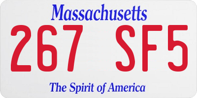 MA license plate 267SF5
