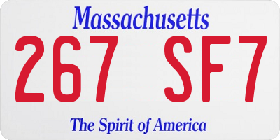 MA license plate 267SF7