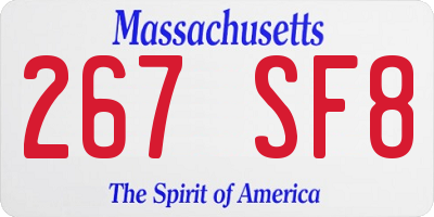 MA license plate 267SF8