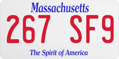 MA license plate 267SF9