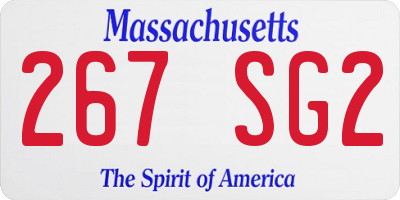 MA license plate 267SG2