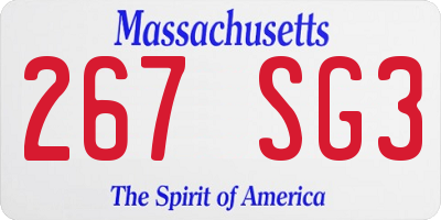 MA license plate 267SG3