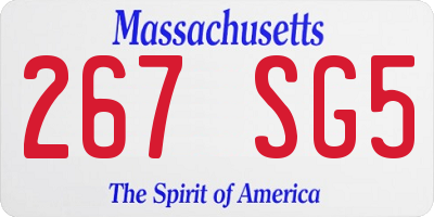 MA license plate 267SG5