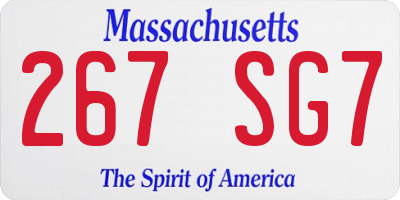 MA license plate 267SG7