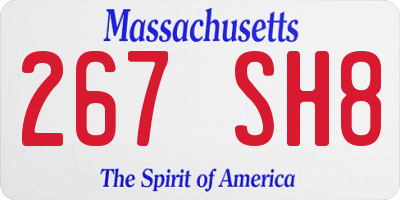 MA license plate 267SH8