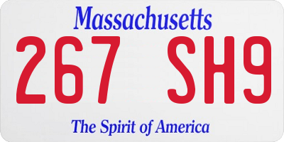 MA license plate 267SH9