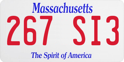 MA license plate 267SI3