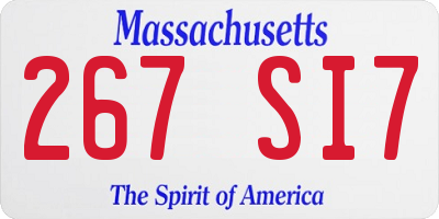 MA license plate 267SI7
