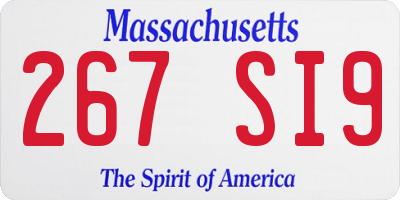 MA license plate 267SI9