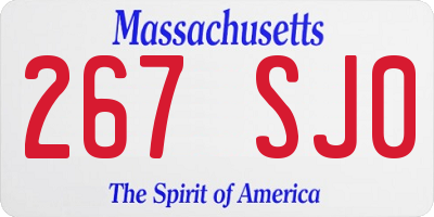 MA license plate 267SJ0