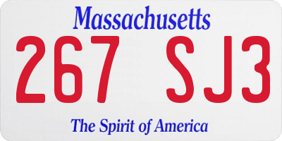 MA license plate 267SJ3