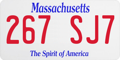 MA license plate 267SJ7