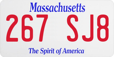 MA license plate 267SJ8
