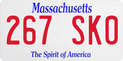 MA license plate 267SK0