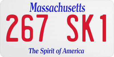 MA license plate 267SK1