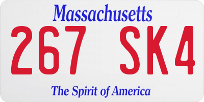 MA license plate 267SK4