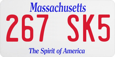 MA license plate 267SK5