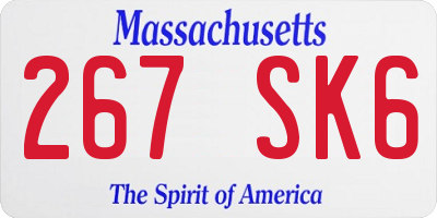 MA license plate 267SK6