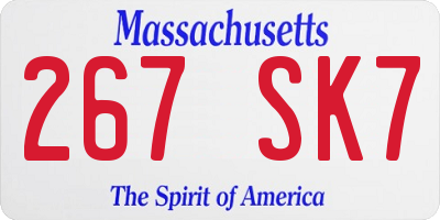 MA license plate 267SK7