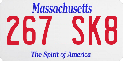 MA license plate 267SK8