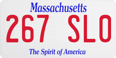 MA license plate 267SL0