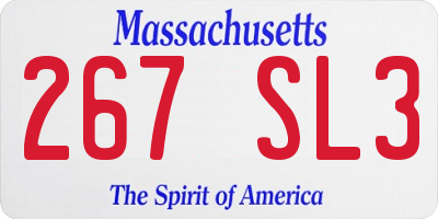 MA license plate 267SL3