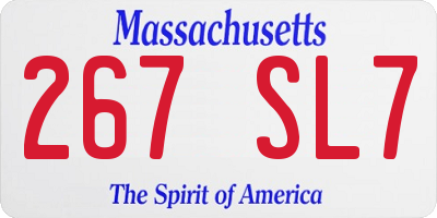 MA license plate 267SL7