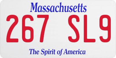 MA license plate 267SL9