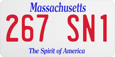 MA license plate 267SN1