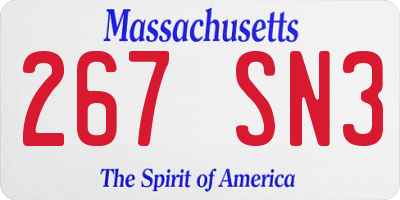 MA license plate 267SN3