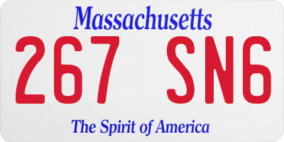 MA license plate 267SN6