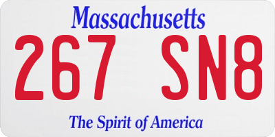 MA license plate 267SN8