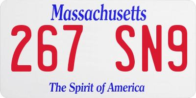 MA license plate 267SN9