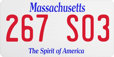 MA license plate 267SO3