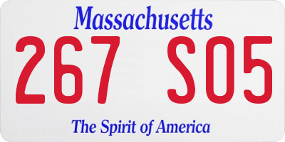 MA license plate 267SO5