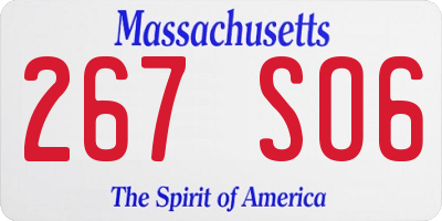 MA license plate 267SO6