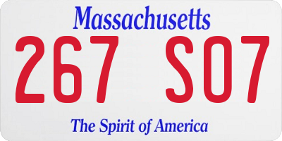 MA license plate 267SO7