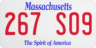 MA license plate 267SO9