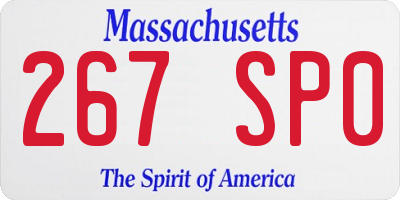 MA license plate 267SP0