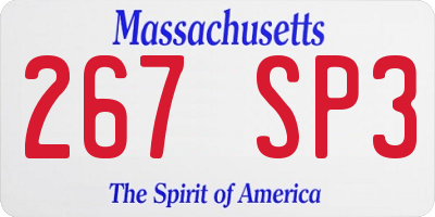 MA license plate 267SP3