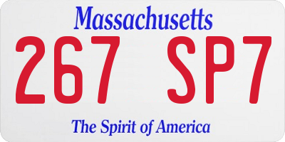 MA license plate 267SP7