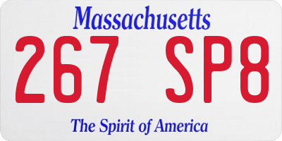 MA license plate 267SP8