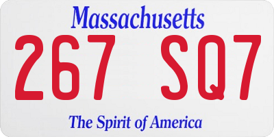 MA license plate 267SQ7