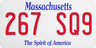 MA license plate 267SQ9