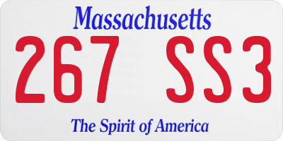 MA license plate 267SS3