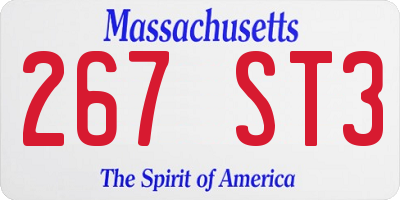 MA license plate 267ST3