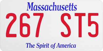 MA license plate 267ST5