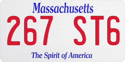 MA license plate 267ST6